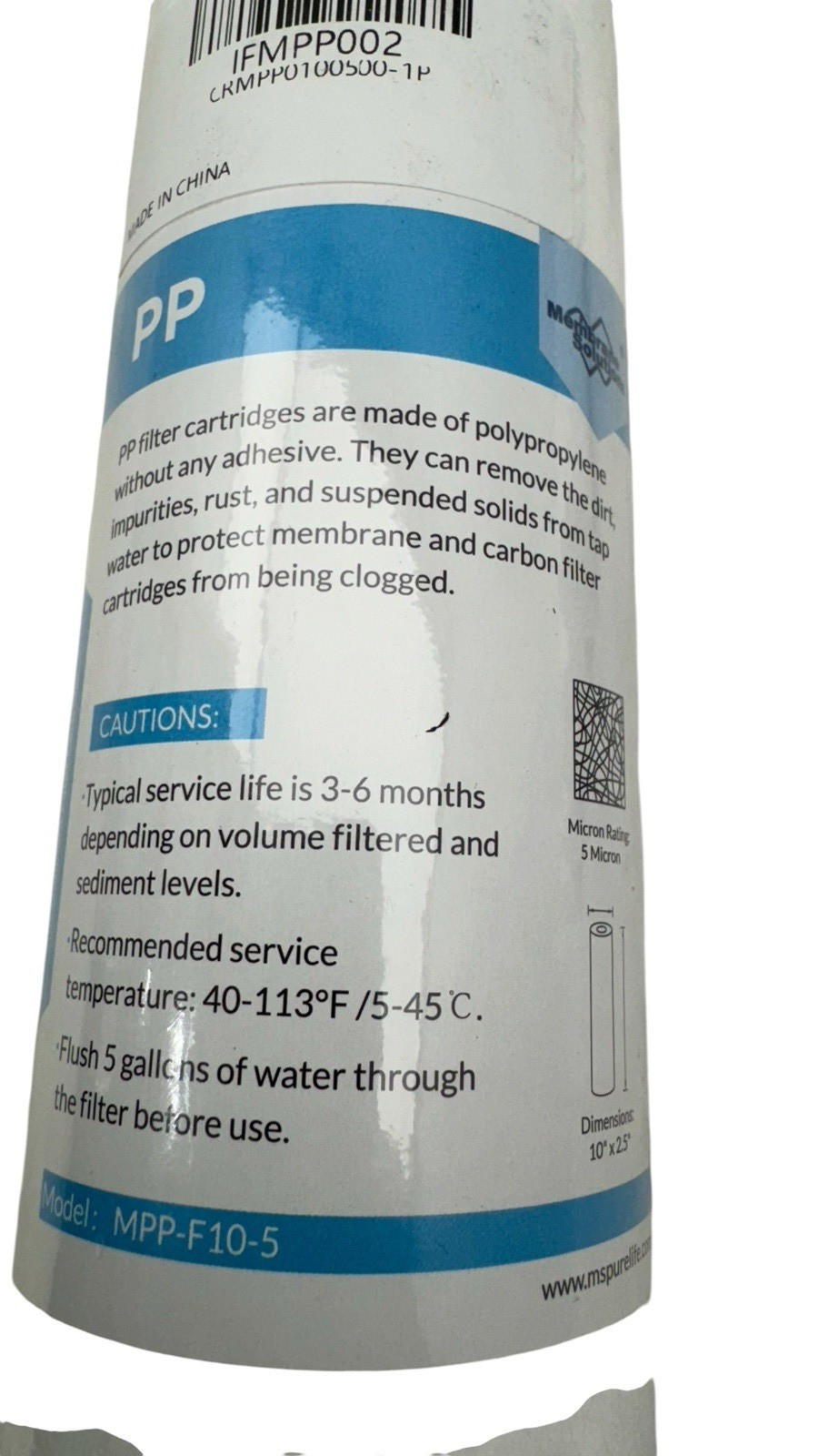 Membrane Solution 10″x2.5″ Whole House Sediment Water Filter MPP-F10-5 Lot of 6