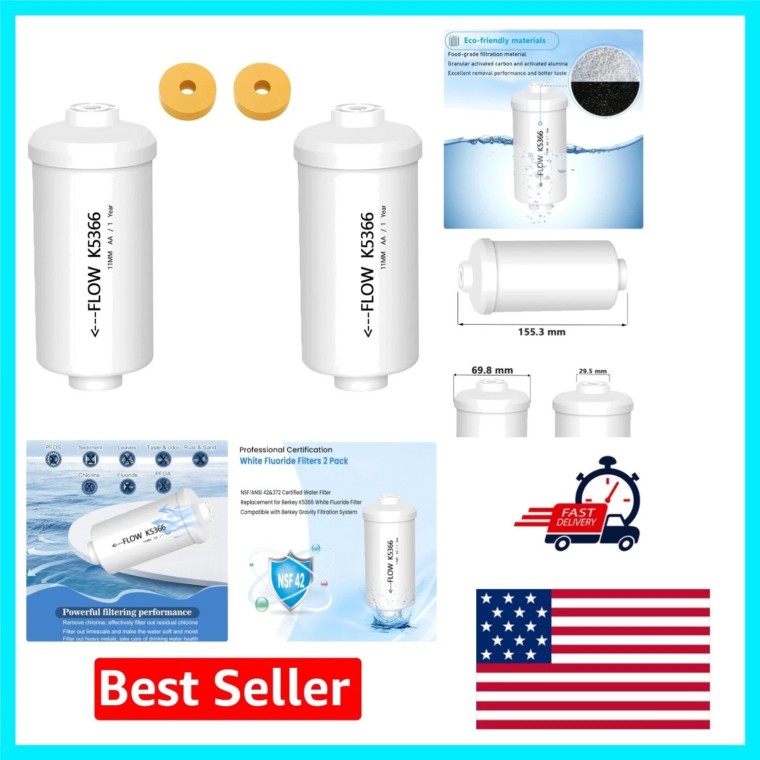 Reliable Fluoride & Arsenic Filter Replacement for Berkey – 2 Pack NSF Approved