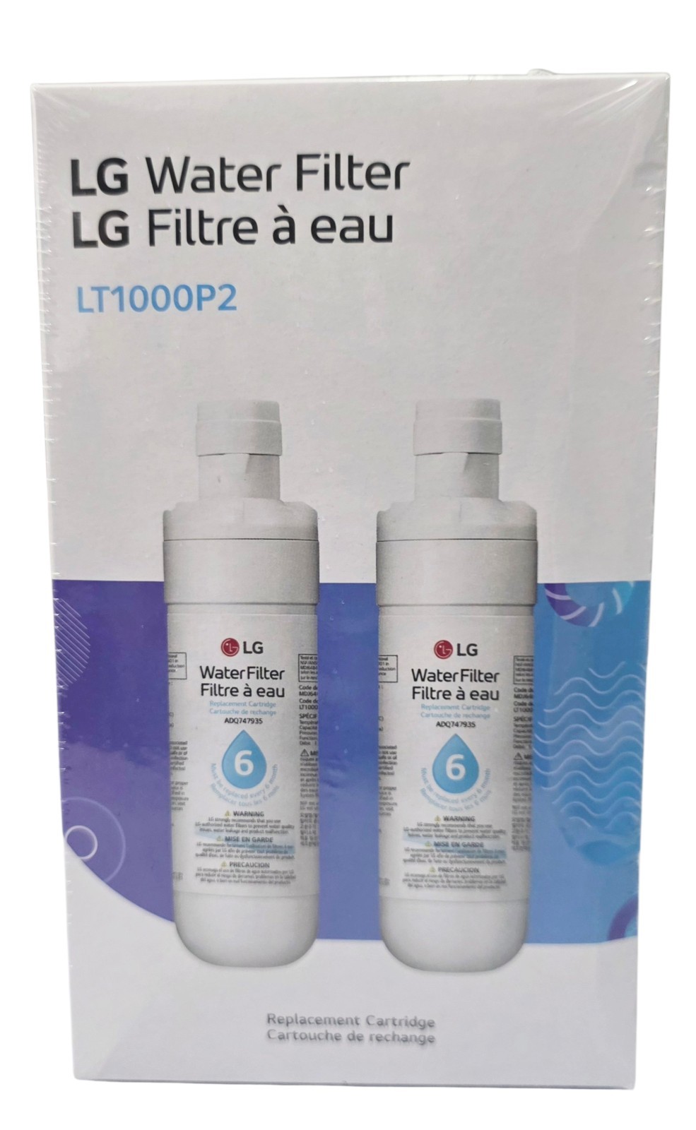 2 Pk Genuine LG LT1000P2 6-Month /200 Gal Refrigerator Replacement Water Filter