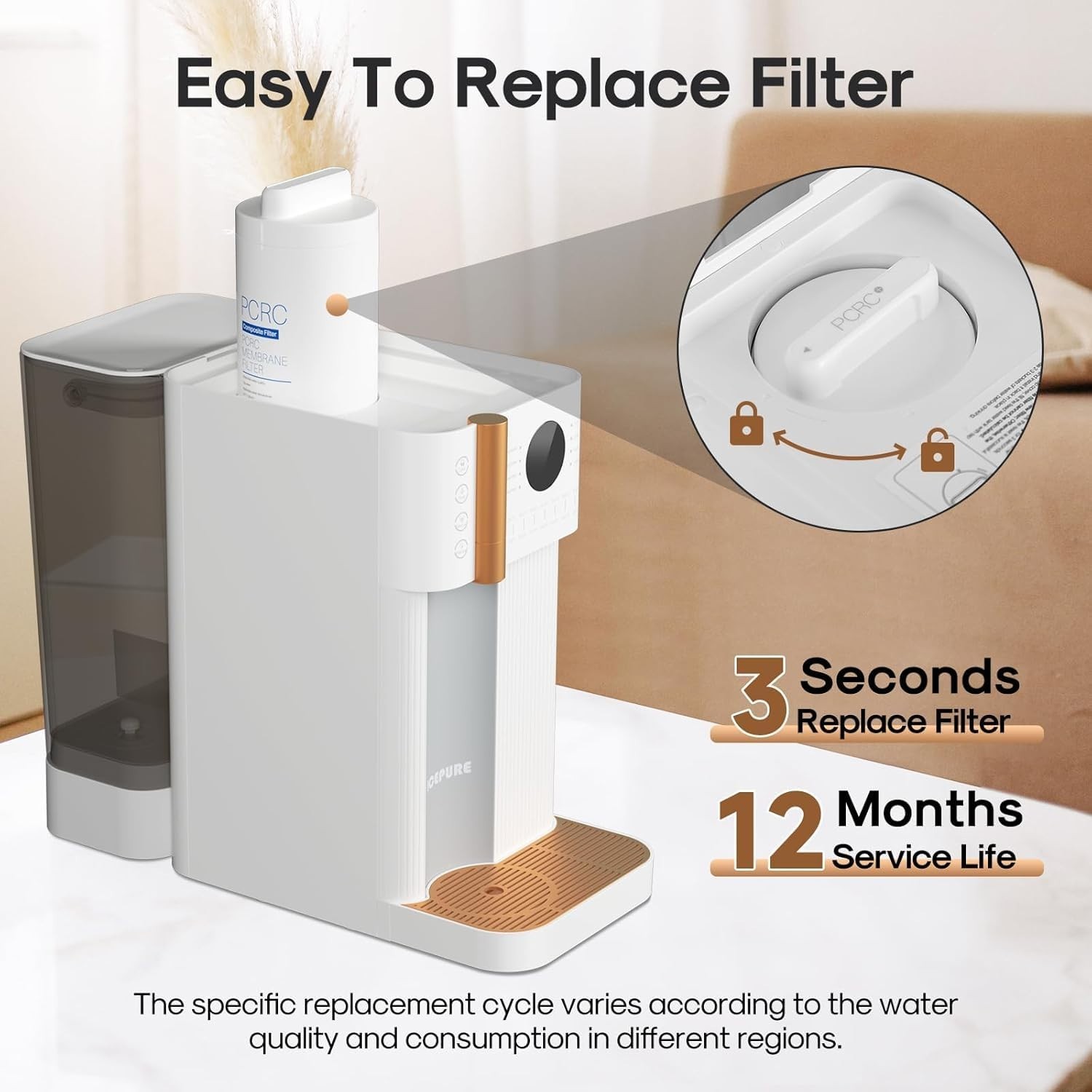 4-in-1 Composite Filter Cartridge for Countertop Reverse Osmosis Water System, 1