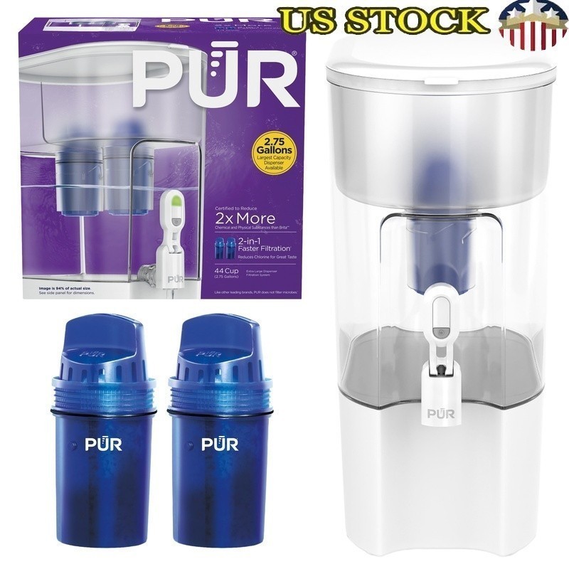 XL 44-Cup Water Filter Dispenser Fast Filtration 2in1 System Reduces Chemicals