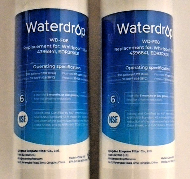 Lot of 2 Replacement Refrigerator Water Filters WD-F08 New Sealed Free Shipping