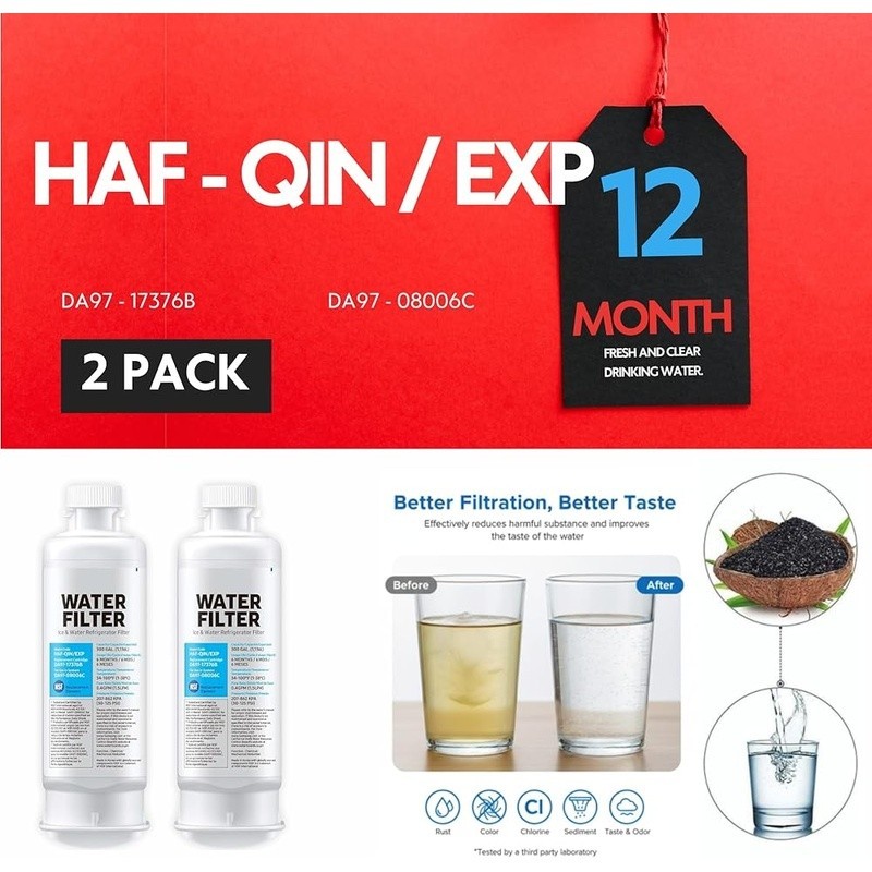 Refrigerator Water Filter DA97 HAF-QIN Removes Chlorine Odor 300 Gallons New