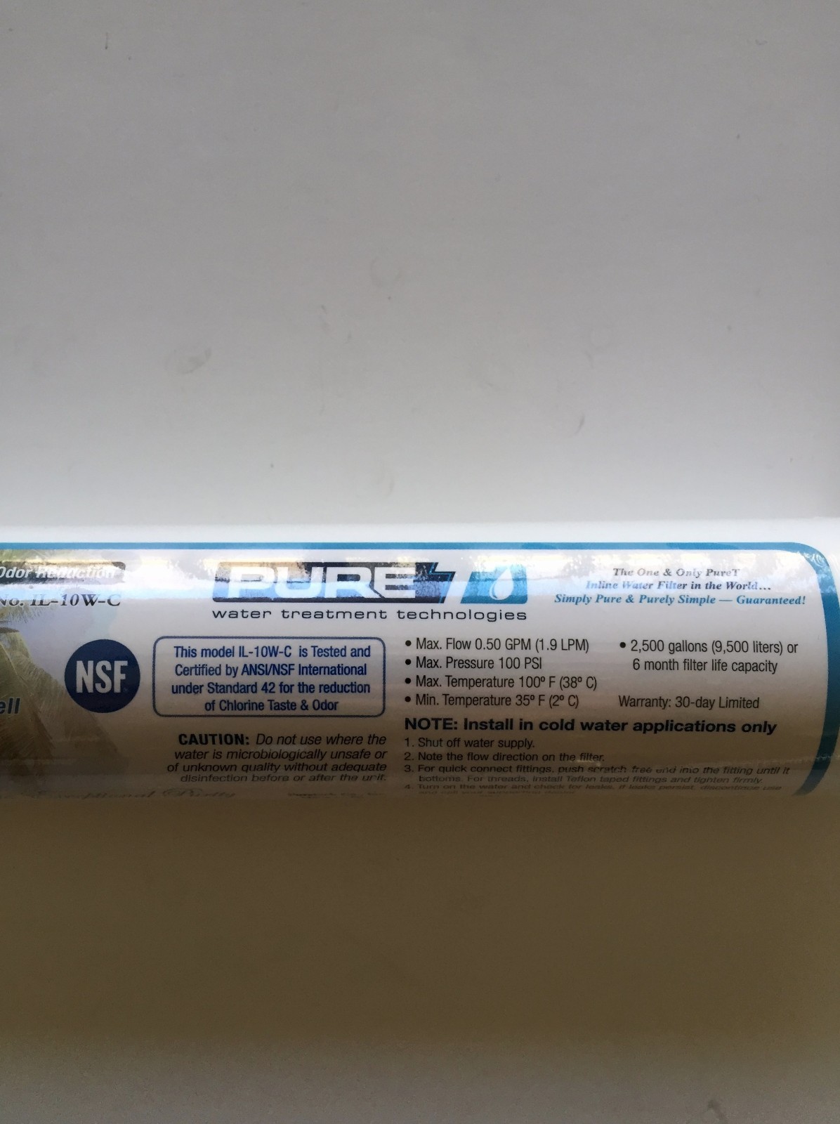 REVERSE OSMOSIS IN-LINE CARBON FILTER 10 X 2 1/4″ FPT THREADED ENDS
