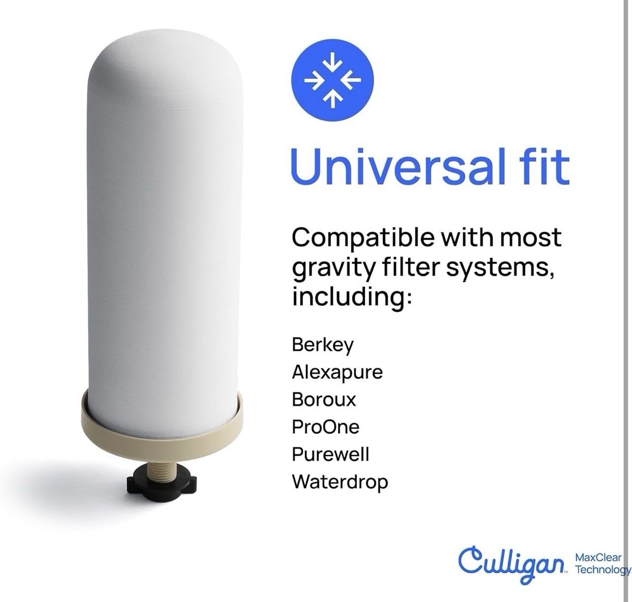 Culligan MaxClear 7in Gravity Water Filter 4 Pack Compatible ProOne & Berkey