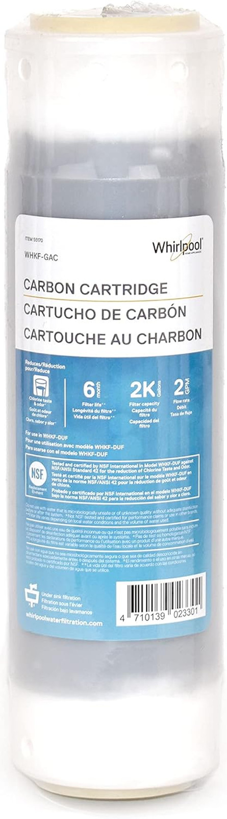 Whirlpool Granular Activated Carbon 10″ X 2.5″ Replacement Water Filter WHKF-GAC