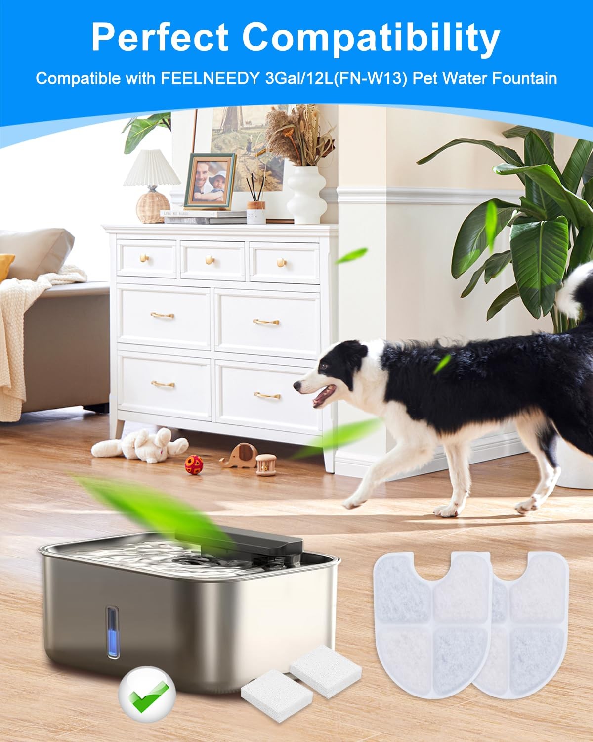 6+6 Pack Dog Water Filter Replacements with FEELNEEDY 3Gal/12L Dog Water Disp…