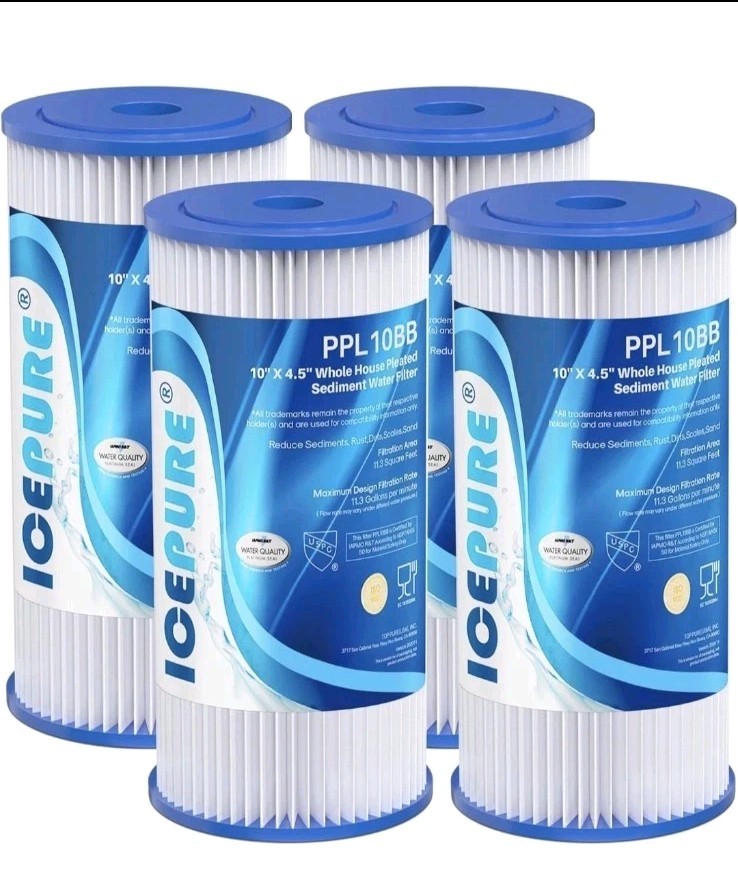 10″ x 4.5″ 5 Micron Whole House Pleated Sediment Water Filter PPL10BB – 4 PACK