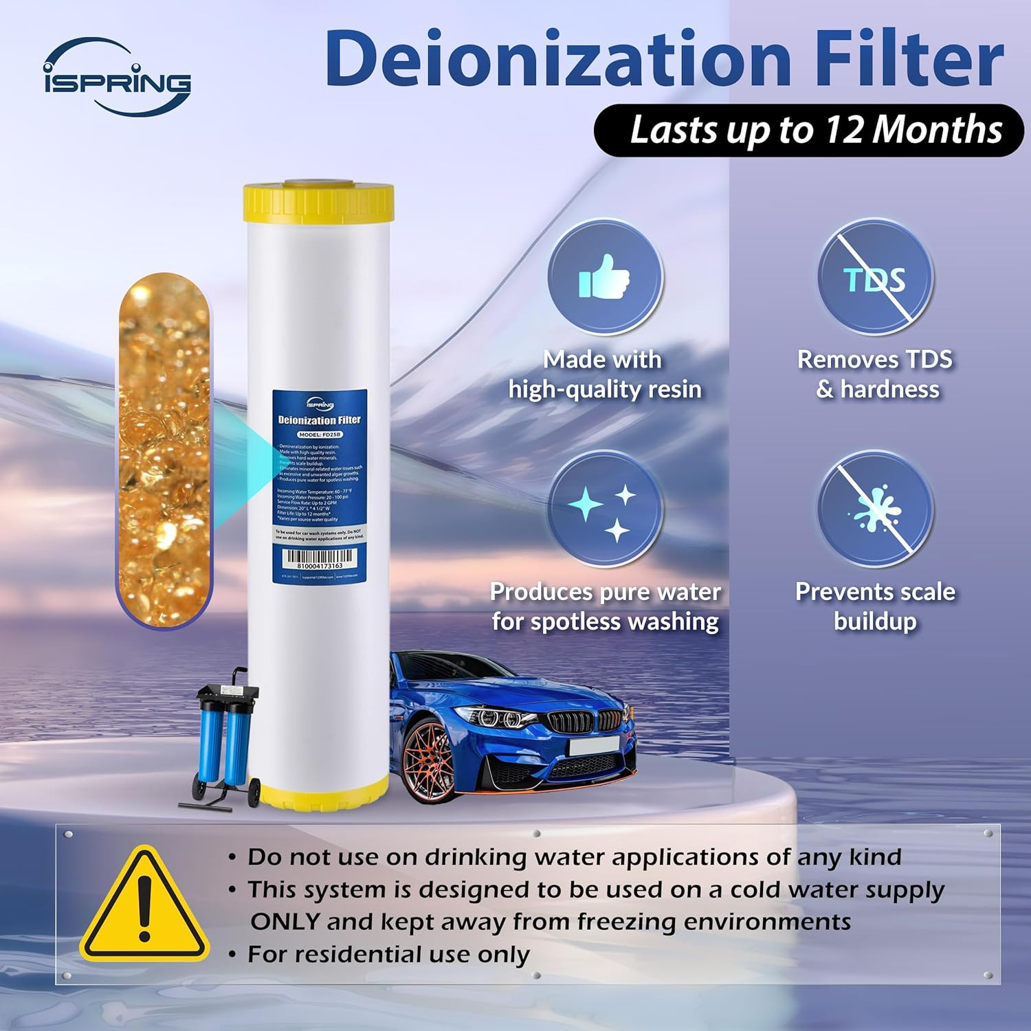 Spotless Water System with Rolling Cart – Deionized for Cars, RVs, Boats & More