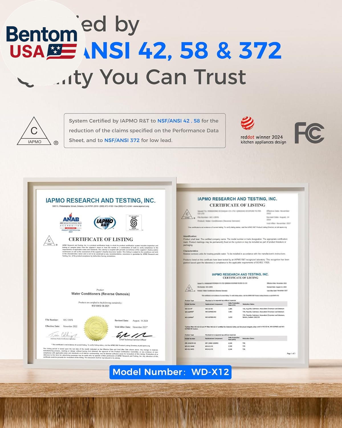 X12 Alkaline Mineral Reverse Osmosis System, NSF/ANSI 42&58&372 Certified, 1200