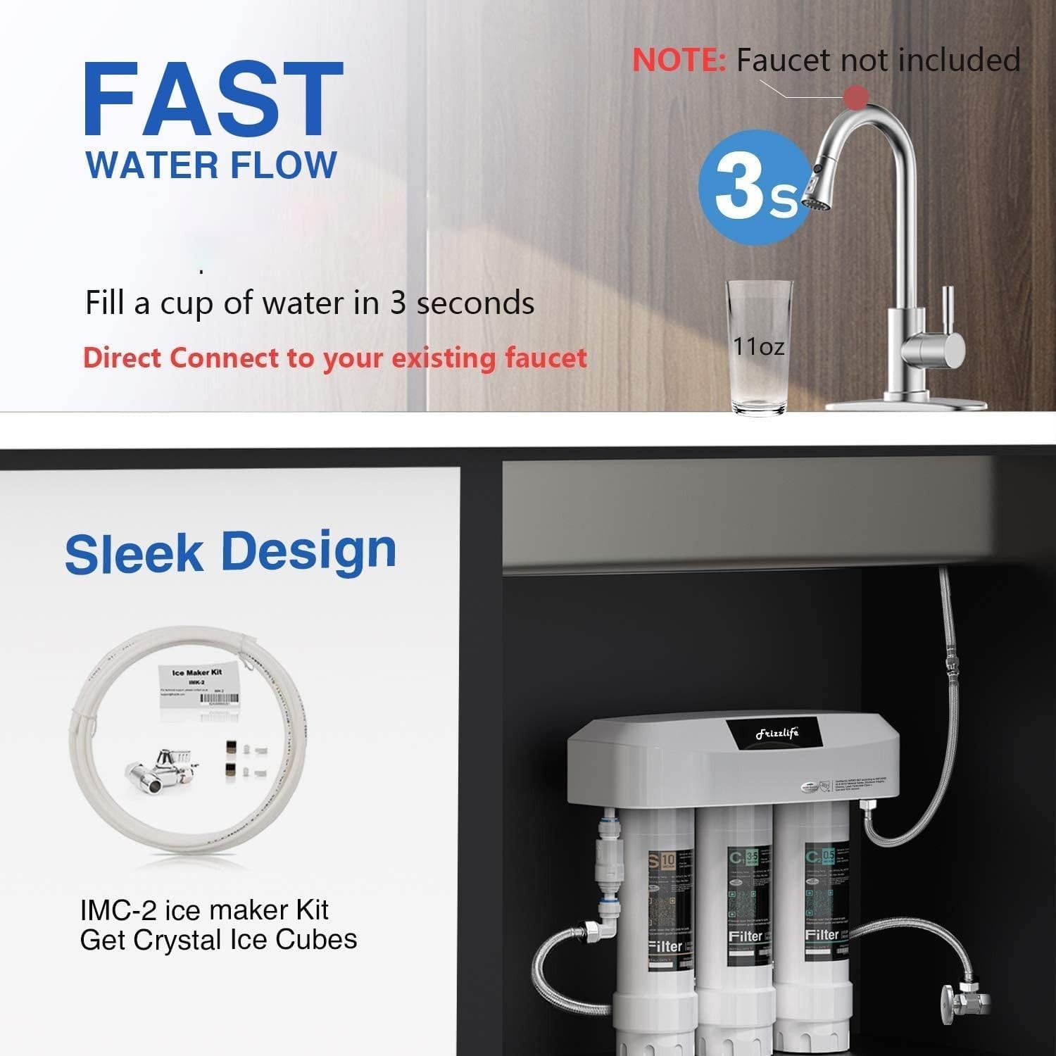 Under Sink Water Filter System, NSF/ANSI 53&42&372 Certified, 8 Layer 0.5 Mic…