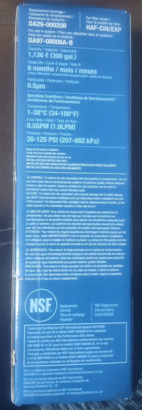 Samsung Genuine DA29-00020B HAF-CIN/EXP Fridge Ice & Water Filter FREE SHIP New