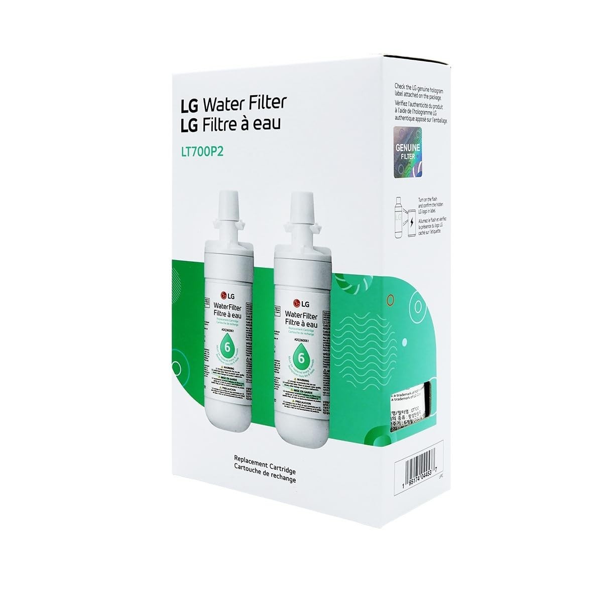 LG LT1000P2 6-Month / 200 Gallon Refrigerator Replacement Water Filter 2 PACK