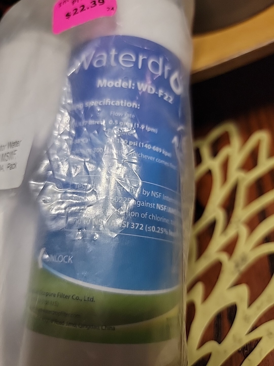 2x Waterdrop WD-F22 Replacement For GE MSWF Refrigerator Water Filter