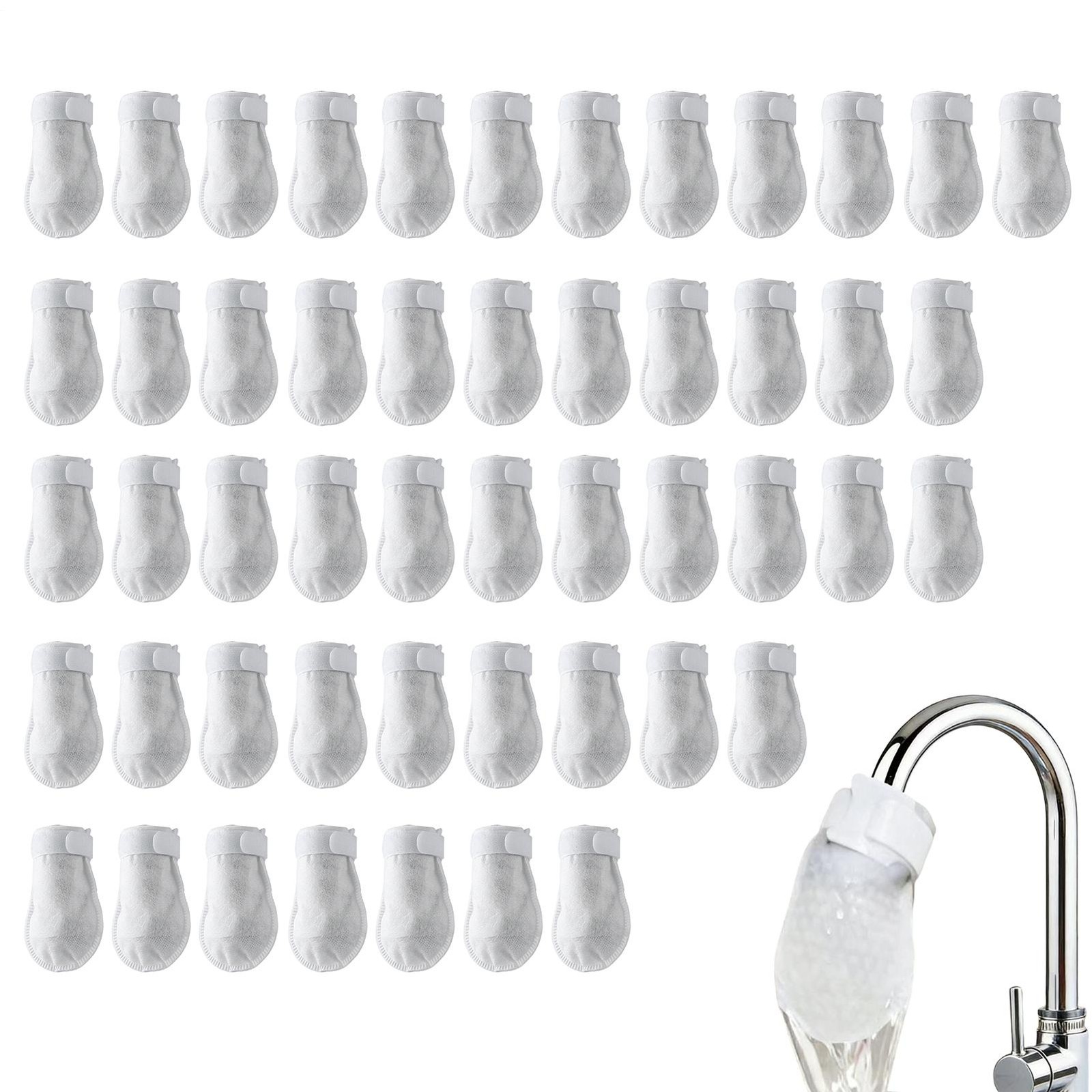50PCS Cotton Filter Bag For Faucet, DIY Faucet Filter Cotton Bags Water Filters