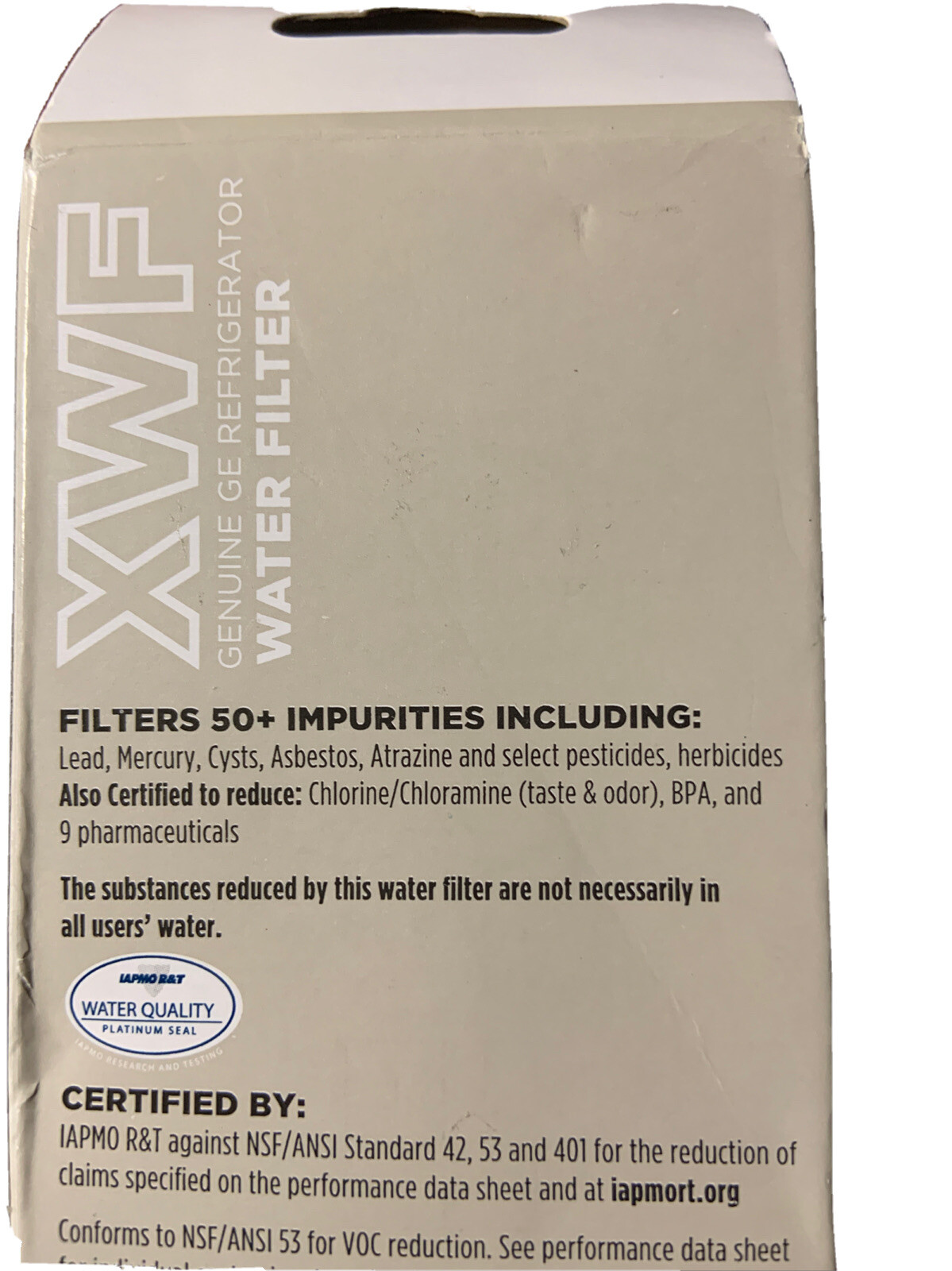 XWF Refrigerator Water Filter for GE Brands Side-By-Side and French Doors New