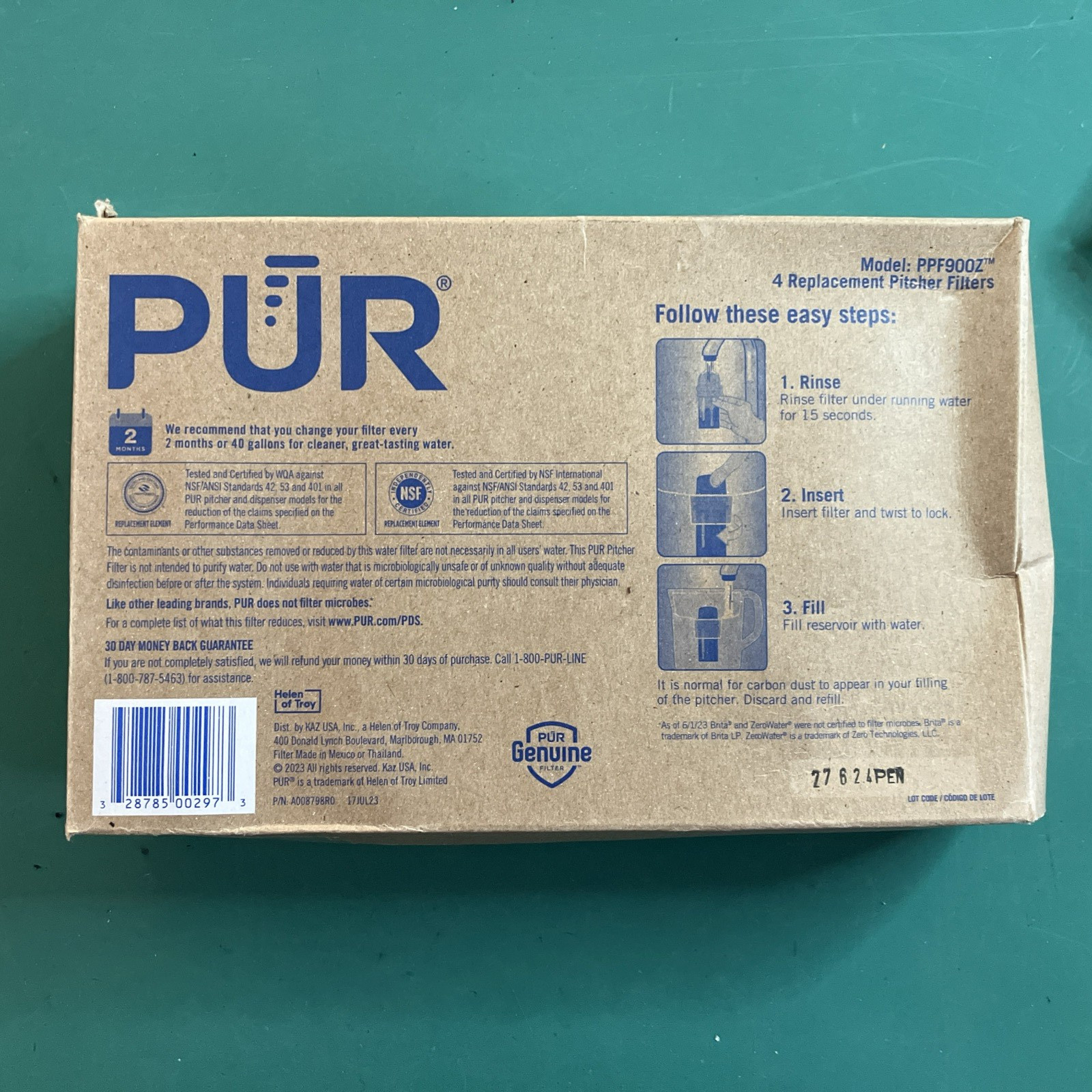 PUR Genuine PPF900Z Replacement Pitcher Filters. 4-Packs. NEW IN BOX.
