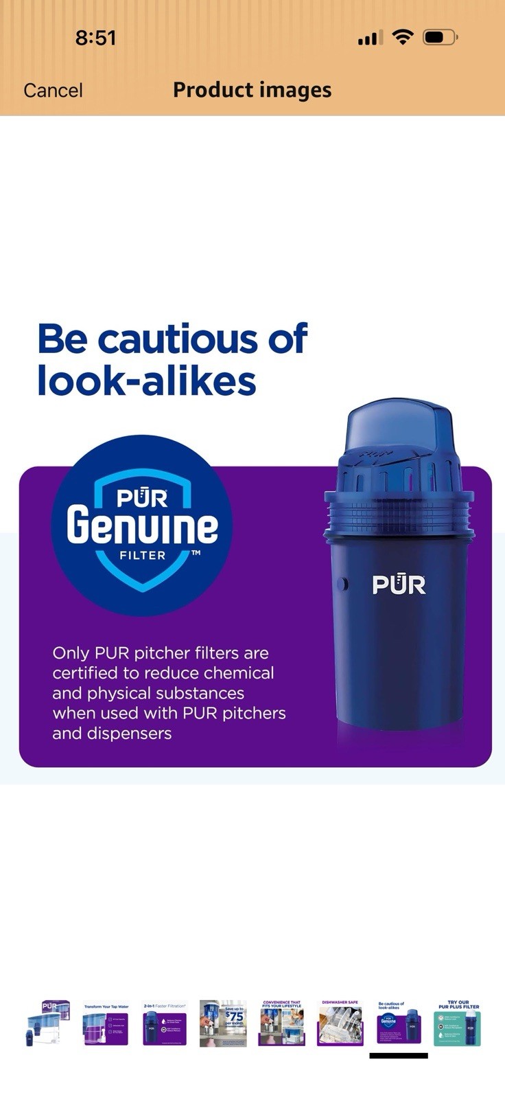 PUR 30-Cup Filter Jug Water Dispenser, Carbon Filter, Blue/White/Clear