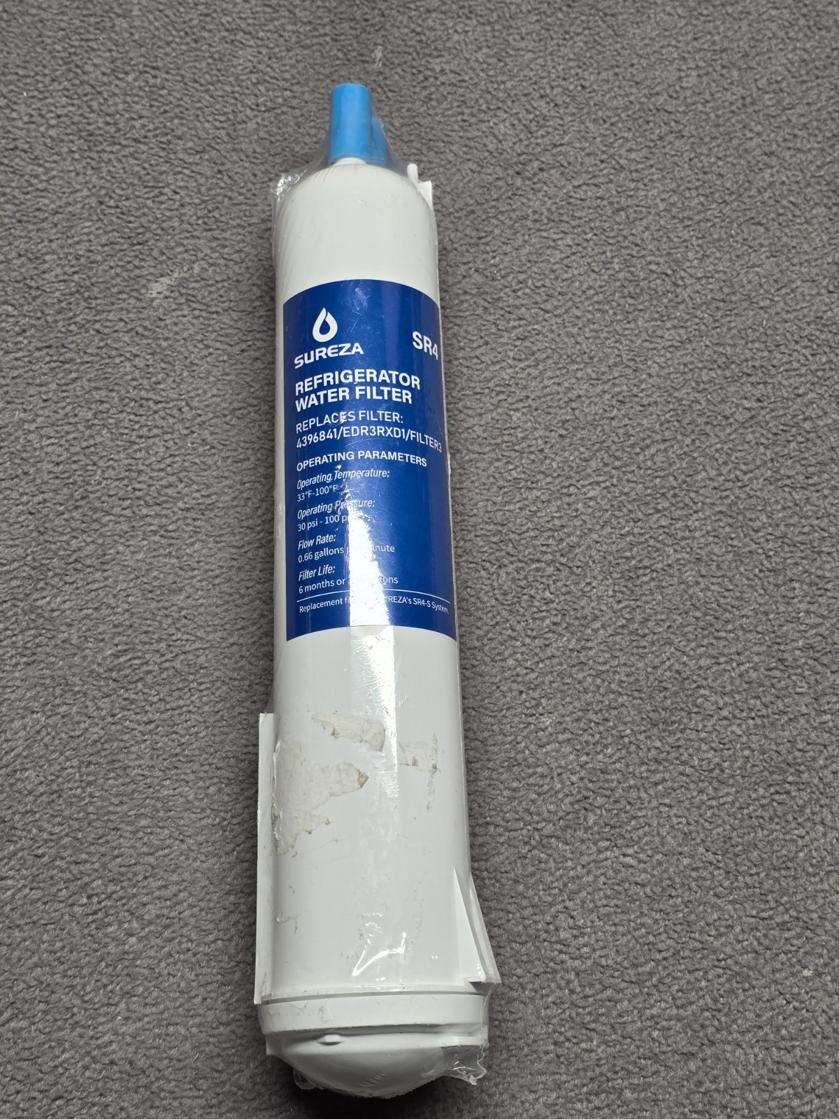 Brand New Sureza SR4 Replacement For 4396841/EDR3RXD1 Refrigerator Filter