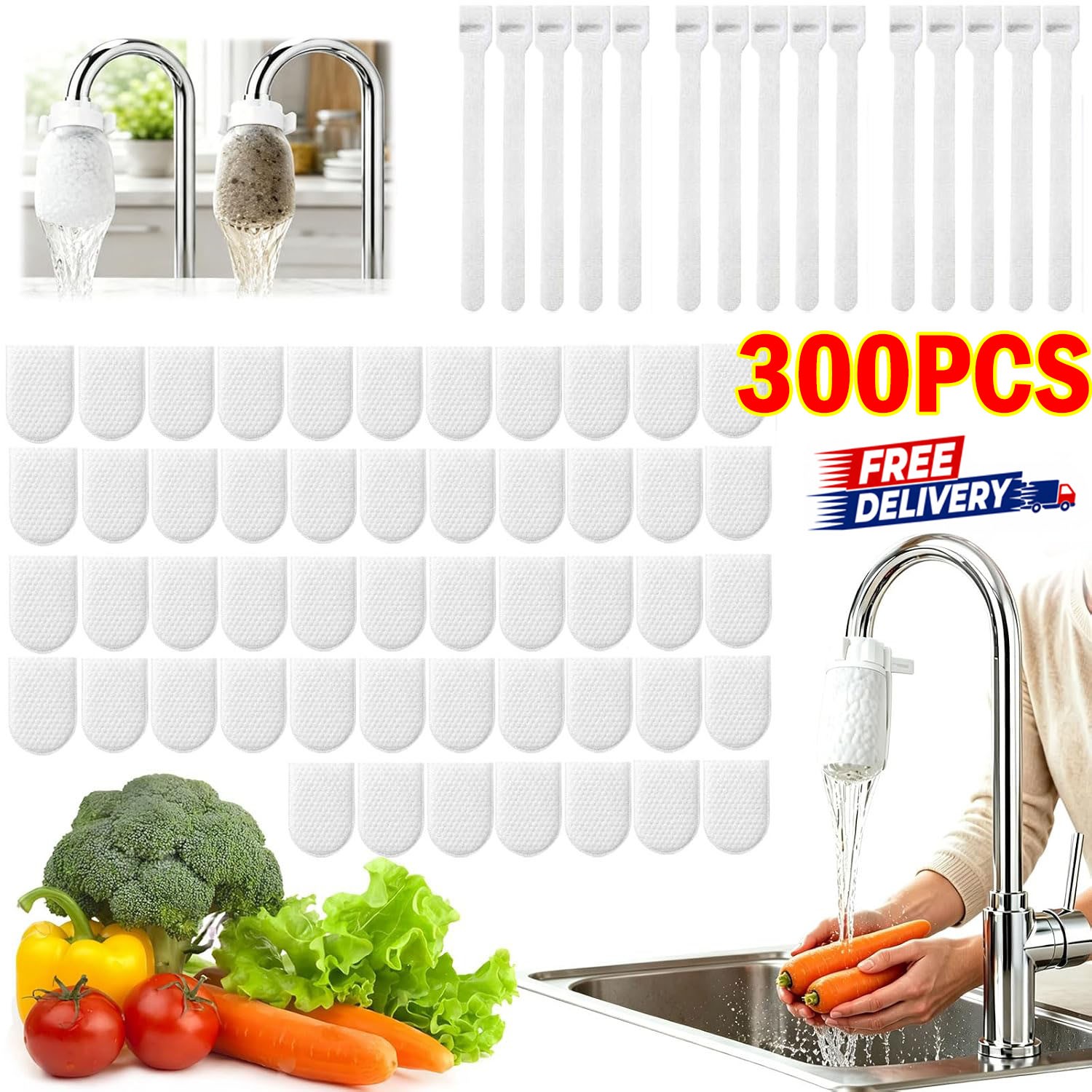 50PCS Cotton Filter Bag For Faucet, DIY Faucet Filter Cotton Bags Water Filters