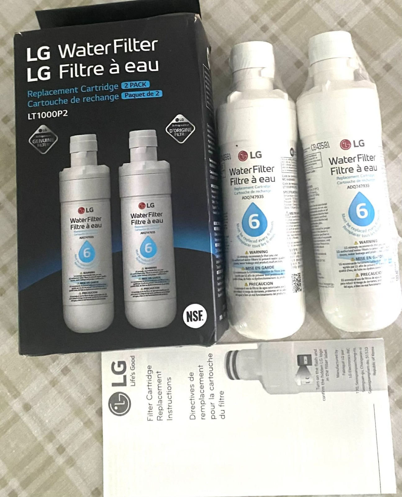 2 Pack (Sealed) Genuine LG Water Filters LT1000P2 for NSF System
