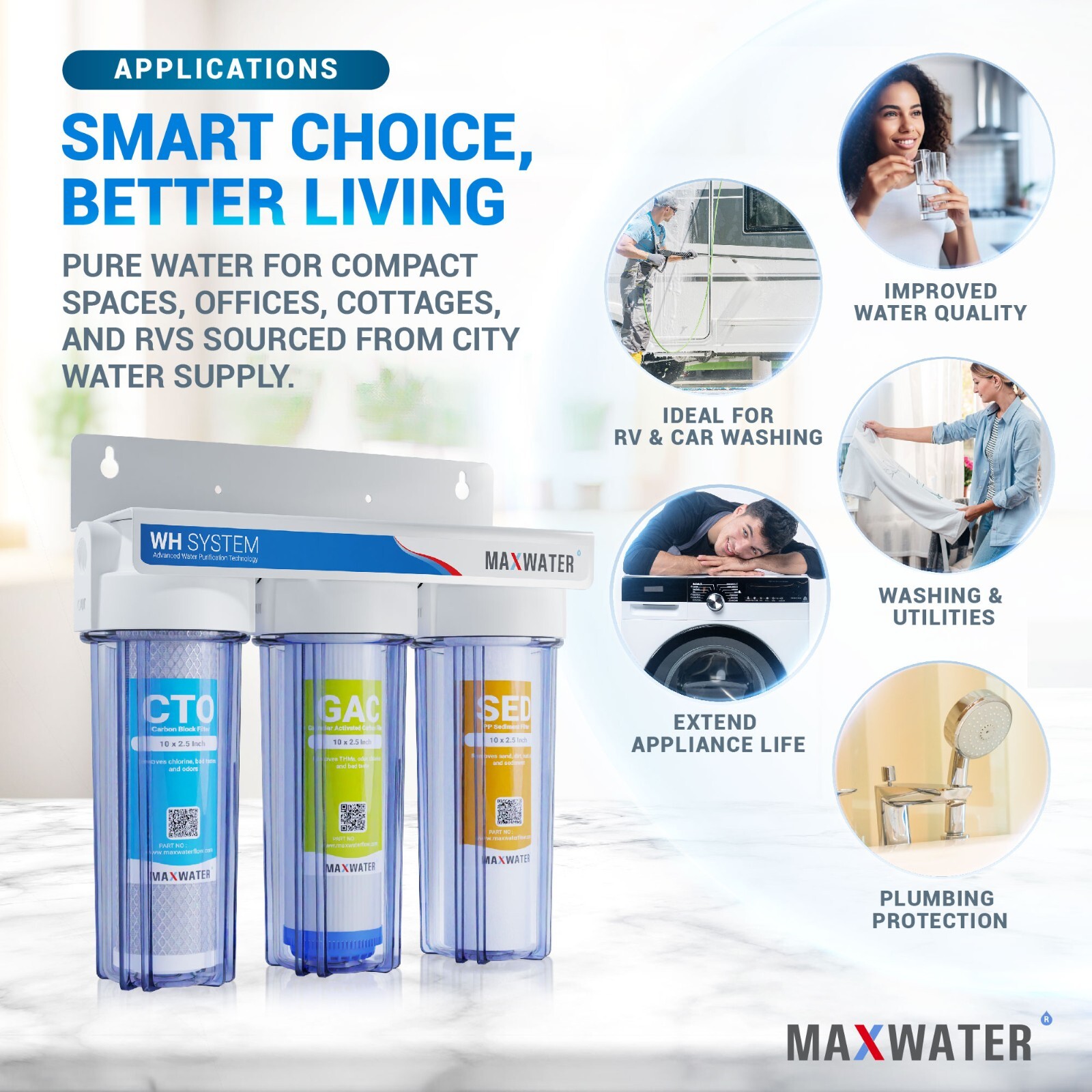 3 Stage Whole house water filter Sediment Carbon Filter