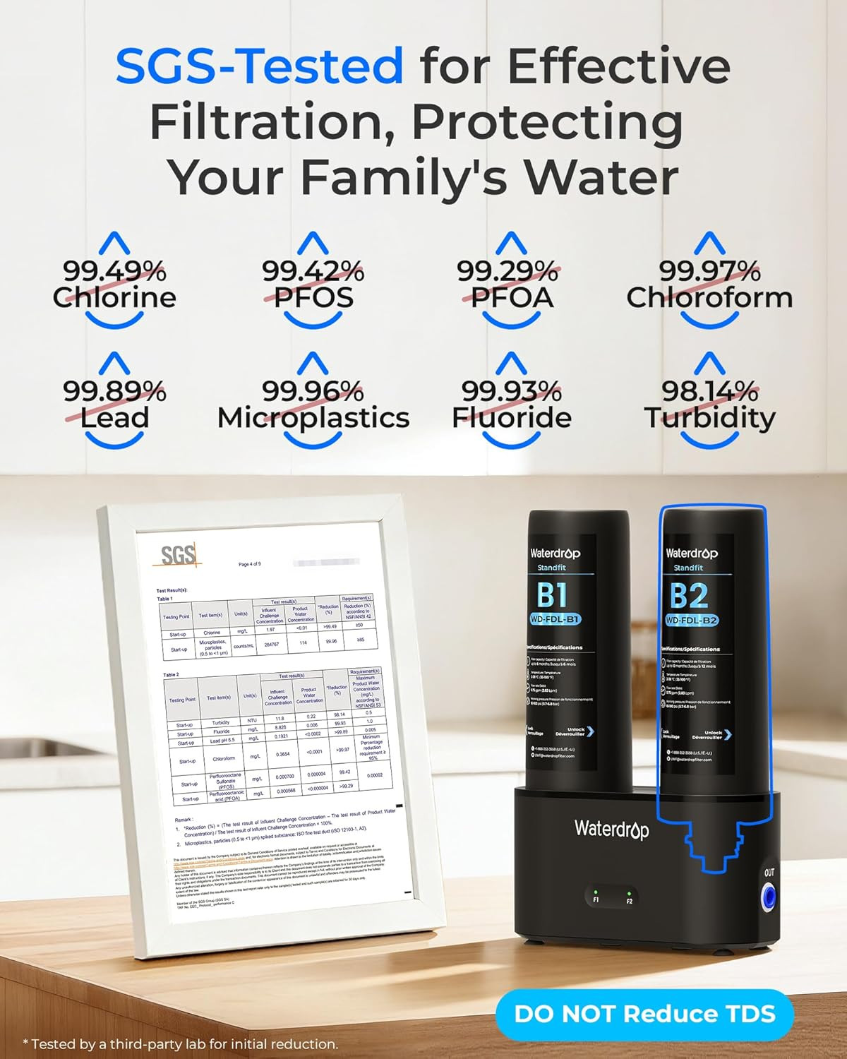 DLA under Sink Water Filter, No Drill Required, Reduces Chlorine, PFAS, Bad Tast