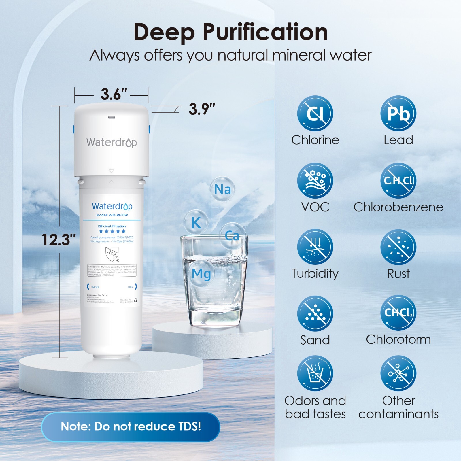 Waterdrop 10UAW Under Sink Water Filter System,11000Gal ,With RF10