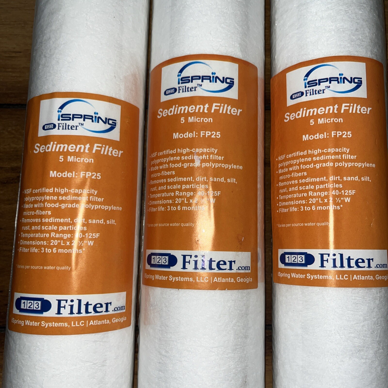 3 Pack- iSpring Sediment Filter FP25 – 5 Micron~NEW 20″ X 2 1/2″