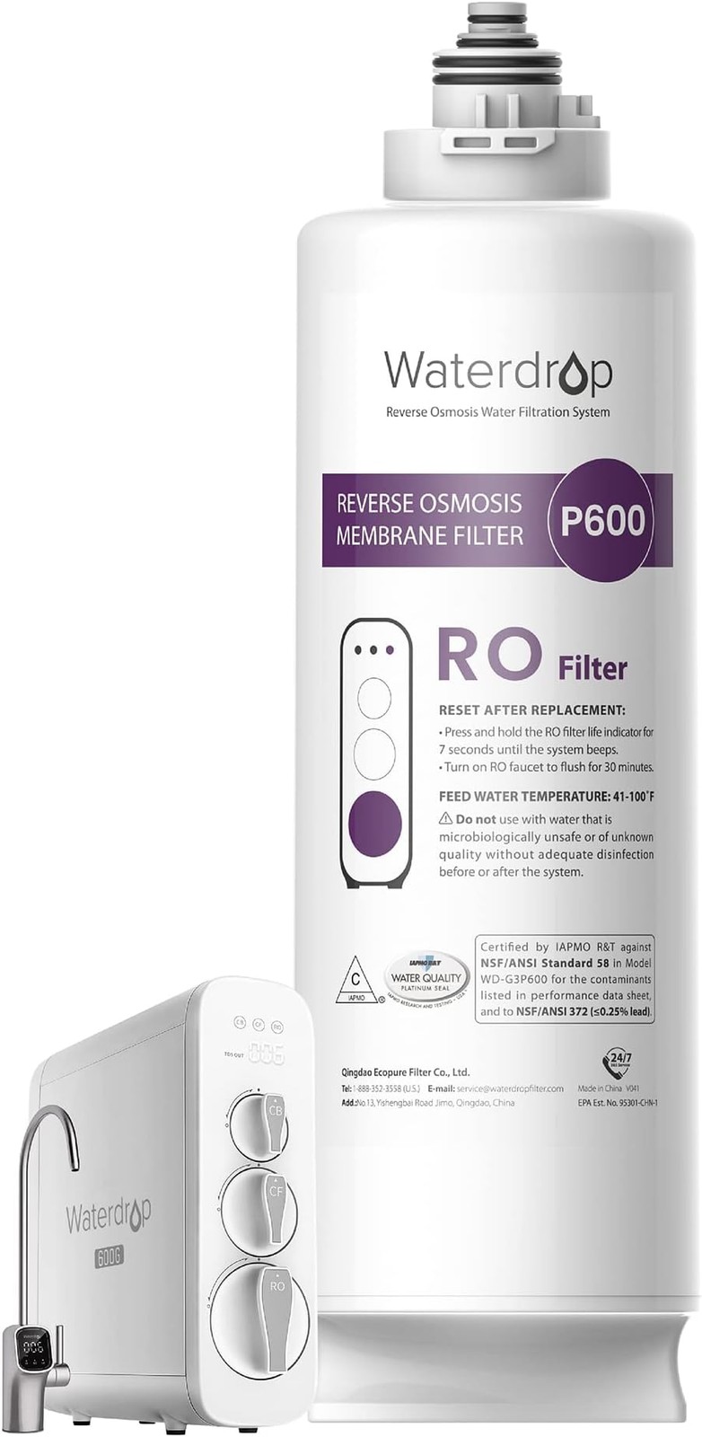 Waterdrop G3P600-RO Filter, Replacement for Waterdrop G3P600 Undersink Revers…