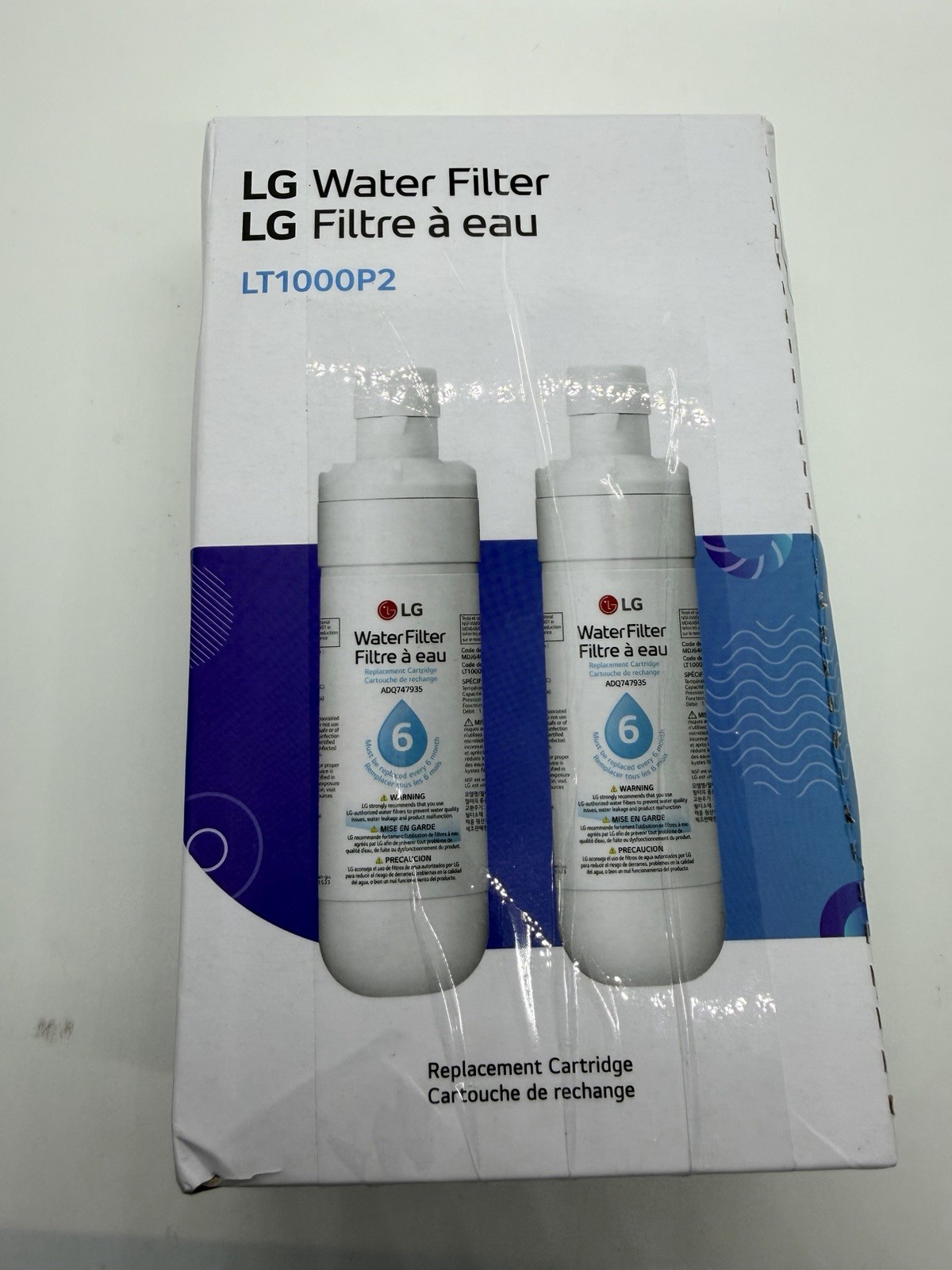LG LT1000P2 Refrigerator Water Filter Genuine OEM 6 Month 200 Gallon 2 Pack