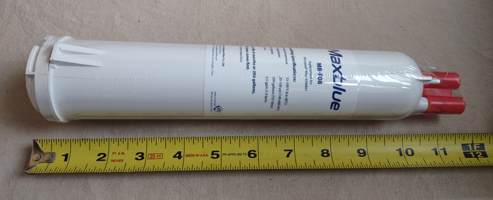 Lot of (2) Maxblue MB-F08 Refrigerator Replacement Water Filter, NEW Sealed.