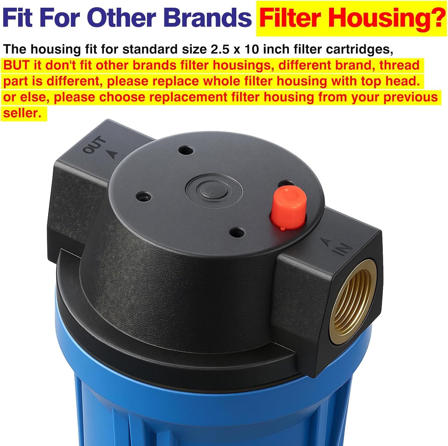10-Inch Whole House Slim Water Filter Housing for 2.5″x10″Filter – 3/4″NPTBrass