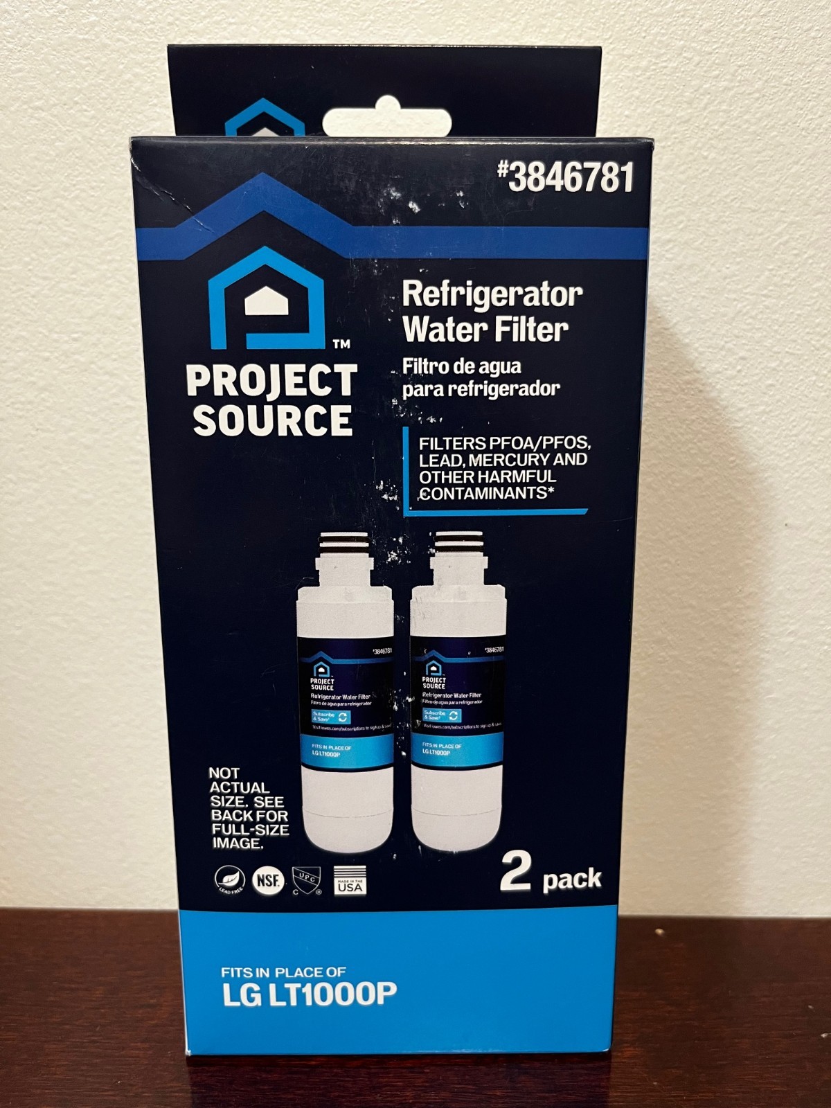 Refrigerator Water Filter Project Source Twist in L-5-2 Fits LG LT1000P 2-Pack