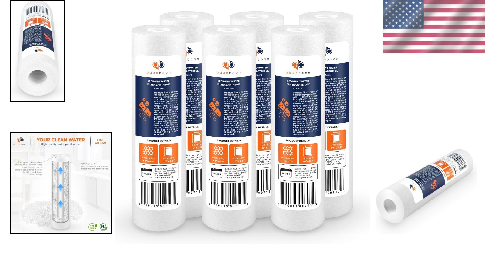 5 Micron Sediment Filter 10×2.5 – 6 Pack Replacement