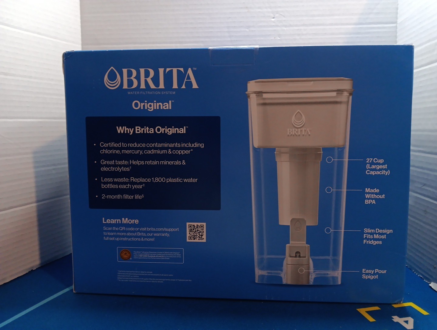 Brita Extra Large 27-Cup Filtered Water Dispenser with Filter – Gray