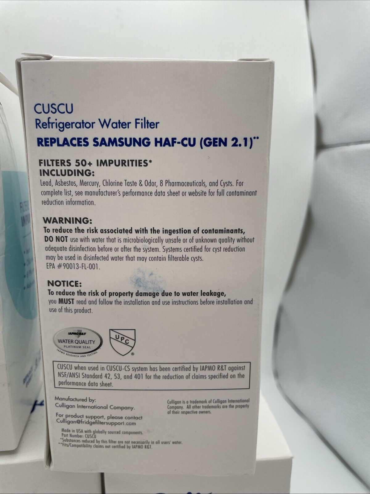 7 Samsung HAF-CU GEN 2.1 Culligan CUSCU Replacement Refrigerator Water Filters