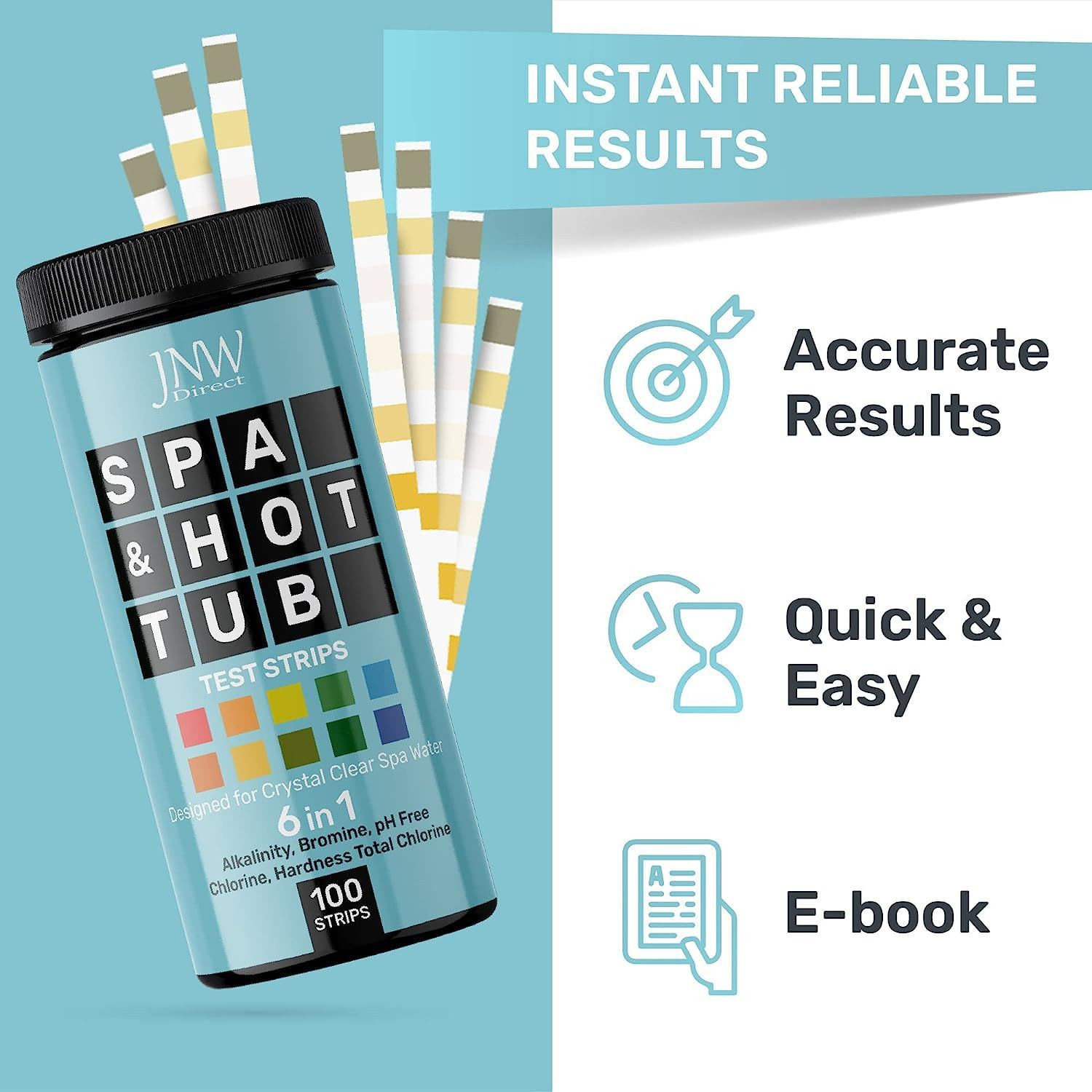 Hot Tub and Pool Test Strips – 6in1 Quick & Accurate Tub, Spa, 100
