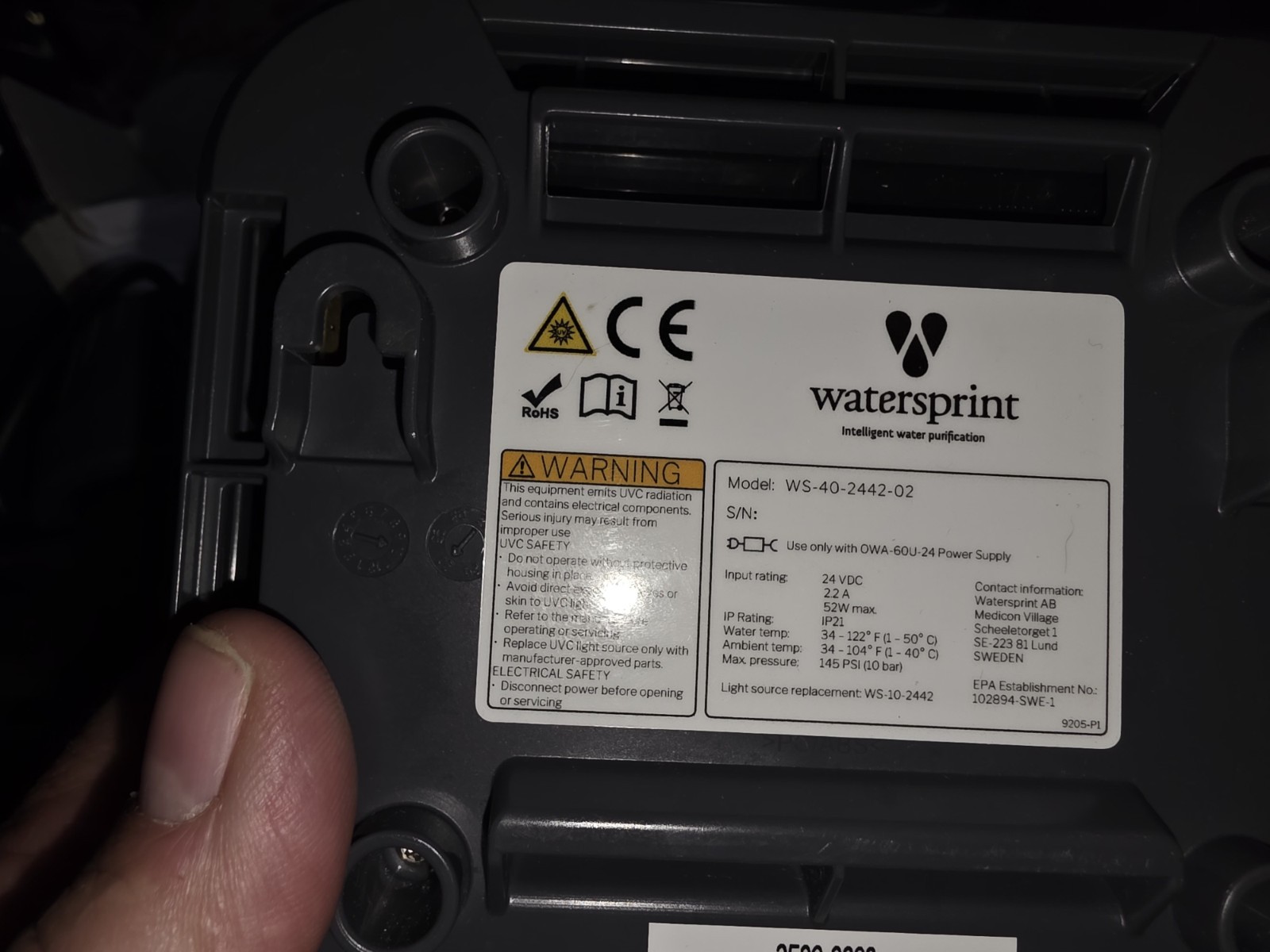 Watersprint Core 40 Whole House Sterilizer Used To Test only