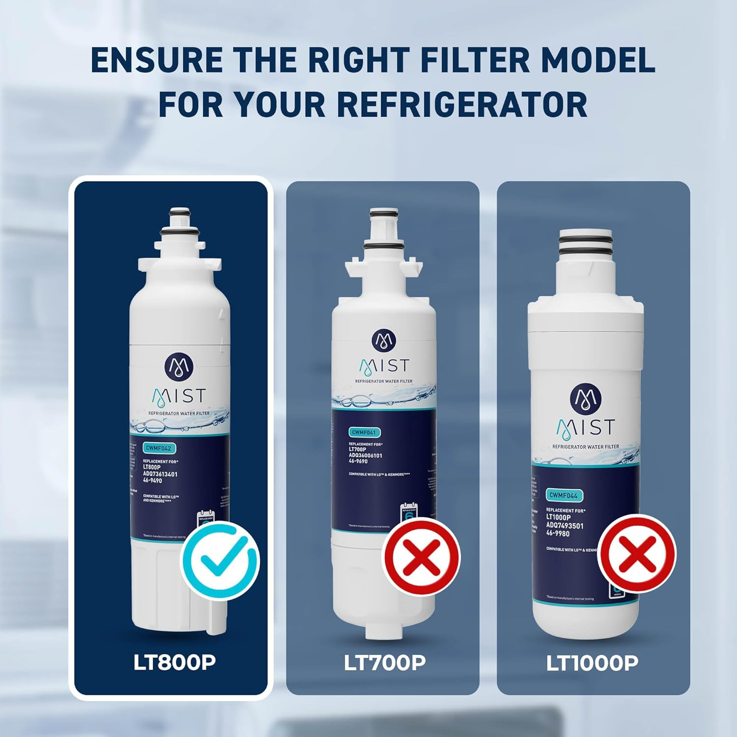 ADQ73613401 Refrigerator Water Filter Replacement for LG LT800P, ADQ73613402, Ke