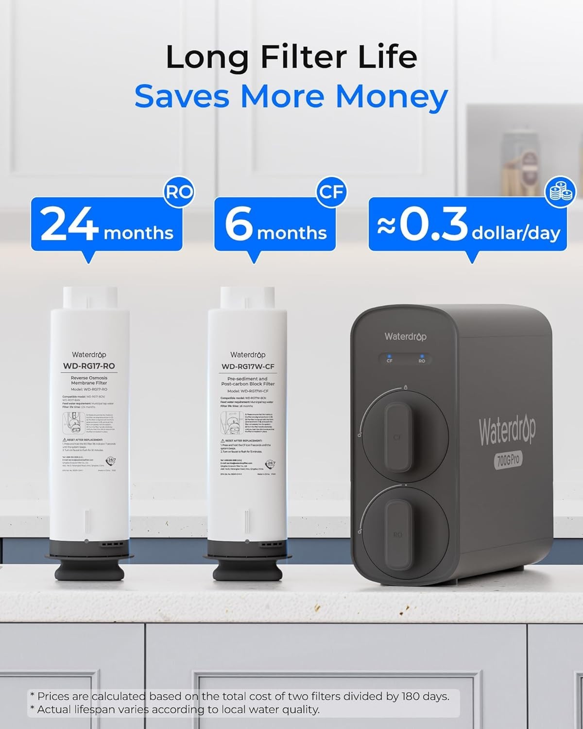 [ Dual Flow ] Waterdrop G5P700-Pro Reverse Osmosis System, 7-Stage Filtration