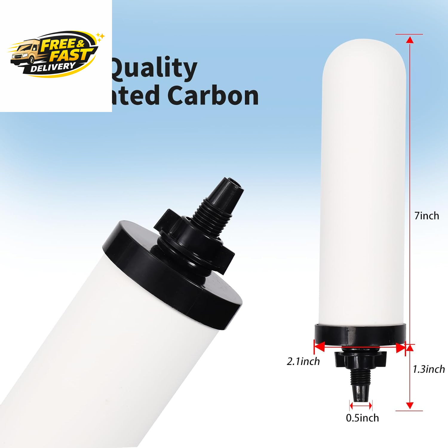 2 Pack 7» Ceramic Water Filter Candle,7 Inch Water Filter Replacement Filters w