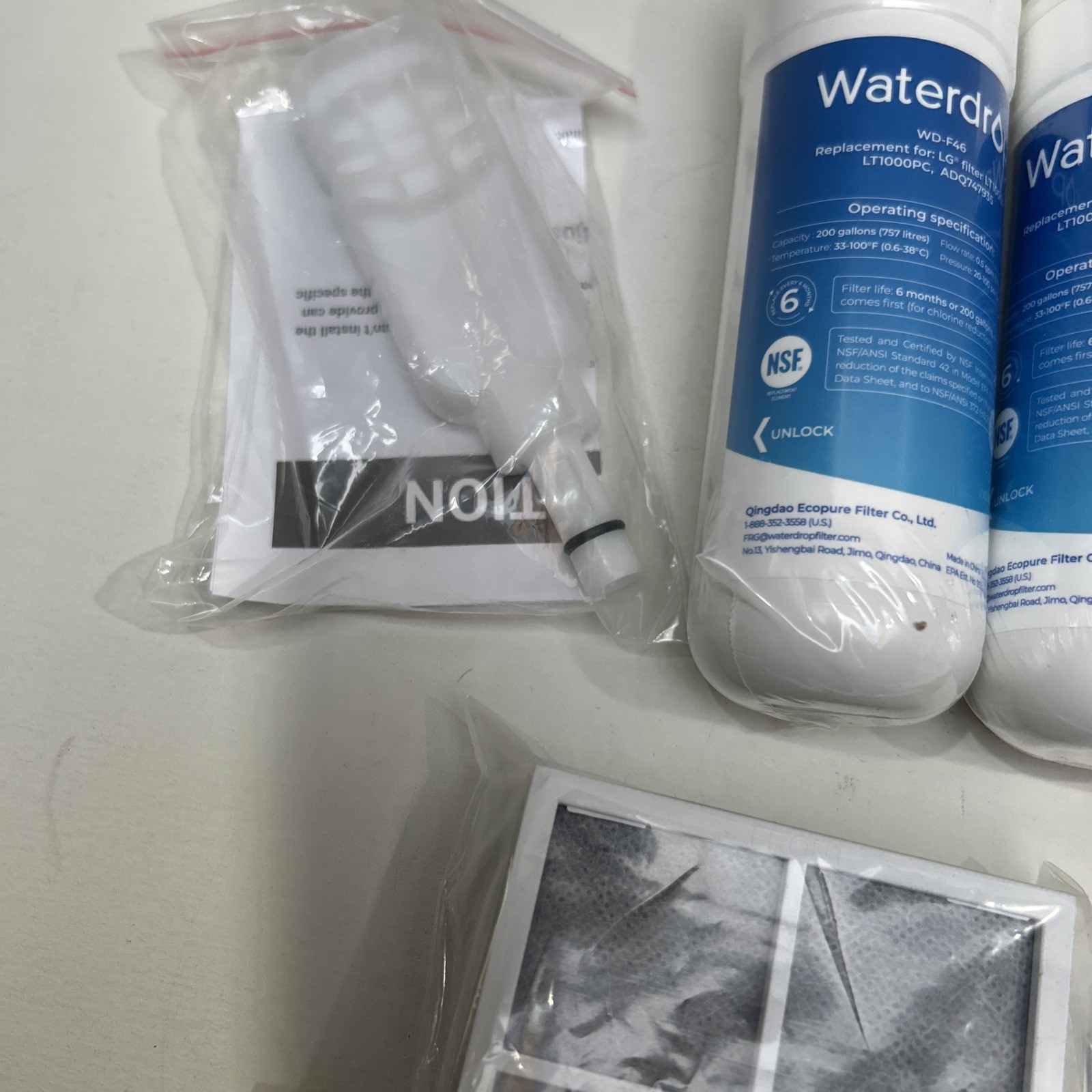 Waterdrop WD-F46 Refrigerator Water Filter 3PK For LG LT1000P LT1000PC ADQ747935
