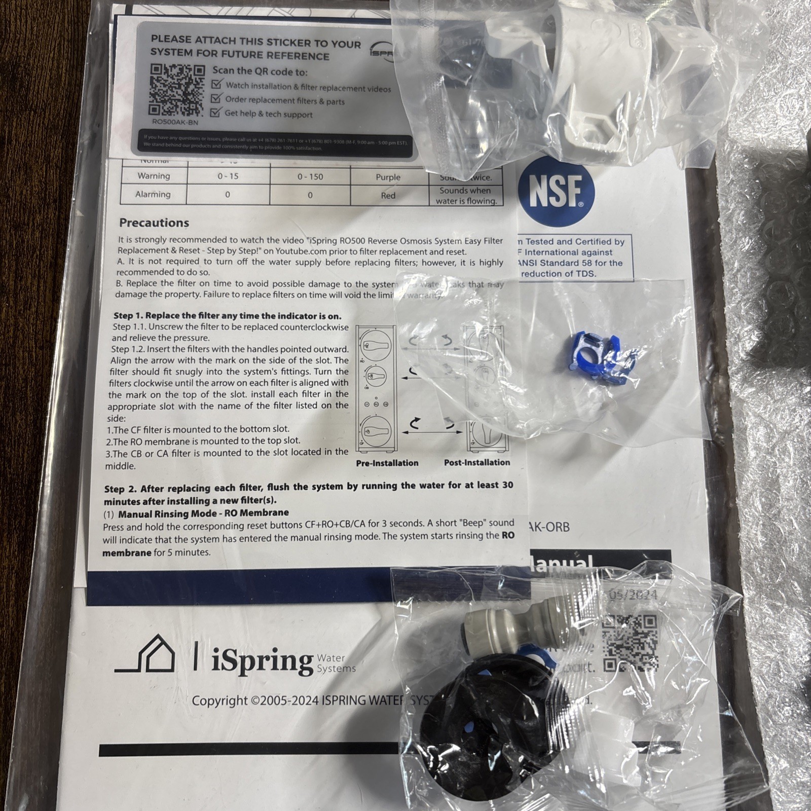 iSpring RO500AK-BN Reverse Osmosis Water Filter, NSF 58 Certified, 500 GPD…