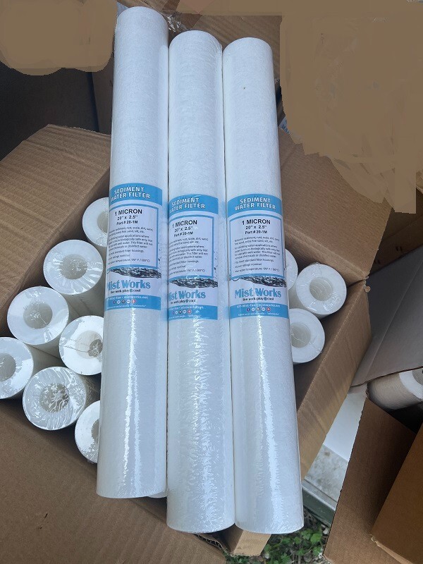 25 Pack 1 Mic. 20″x2.5″ Whole House & Mist Sys Sediment Water Filter Cartridges