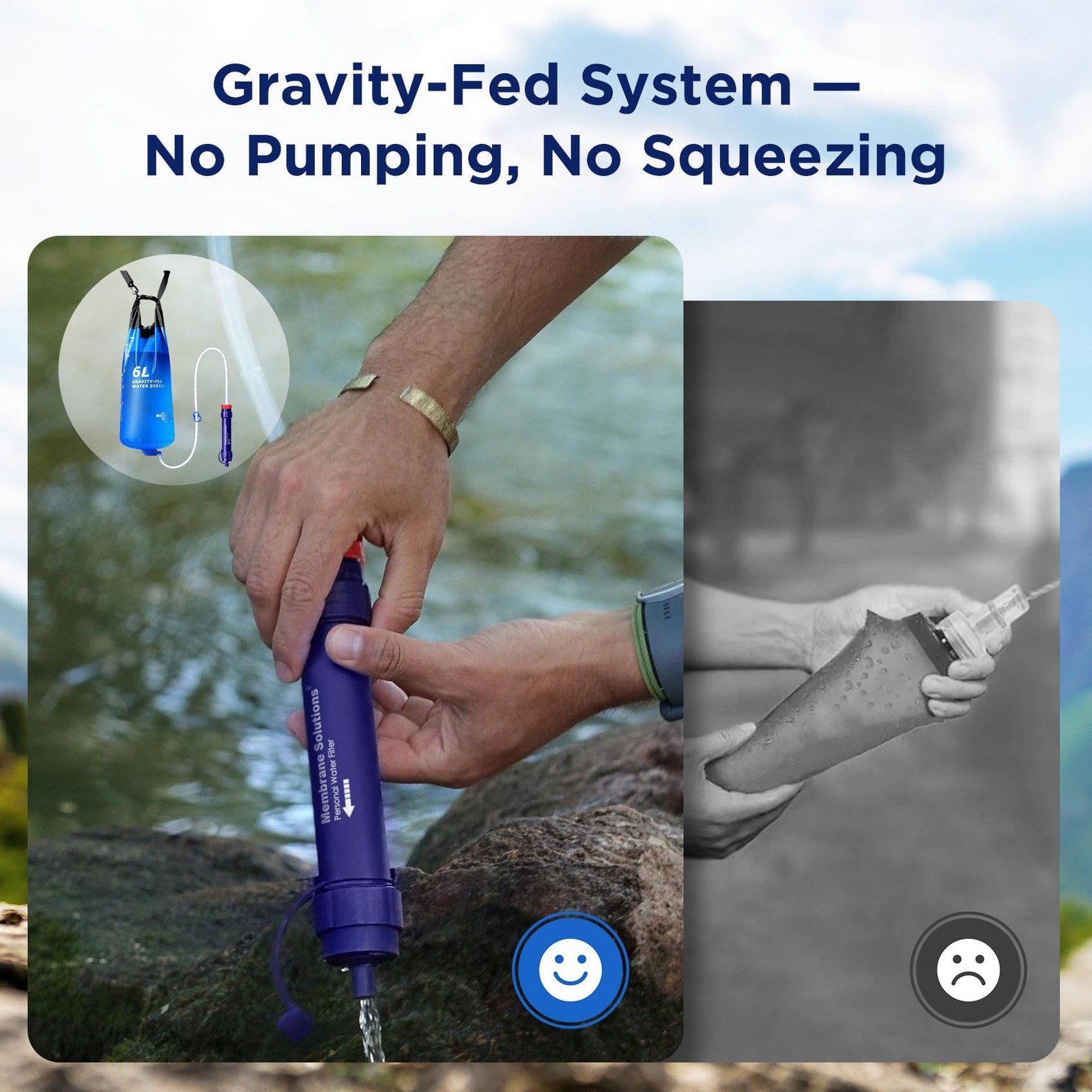 Membrane Solutions Gravity Water Filter Pro 6L, NSF/ANSI 42&372&401 Certified…