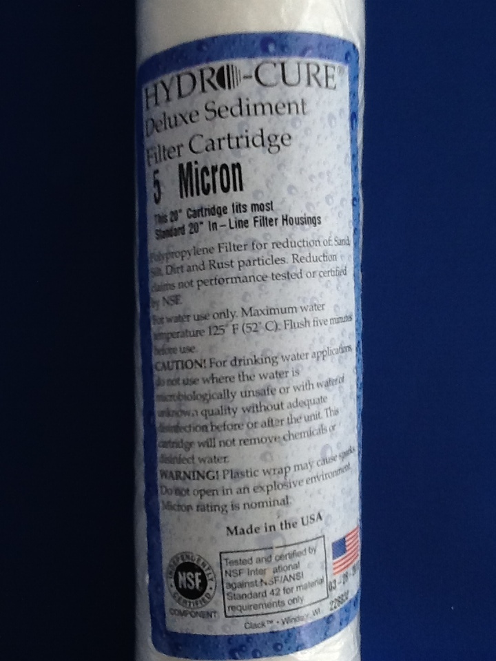 HYDRO CURE DELUXE 5 MICRON 20″x2.5″ SEDIMENT FILTER – CASE OF 25