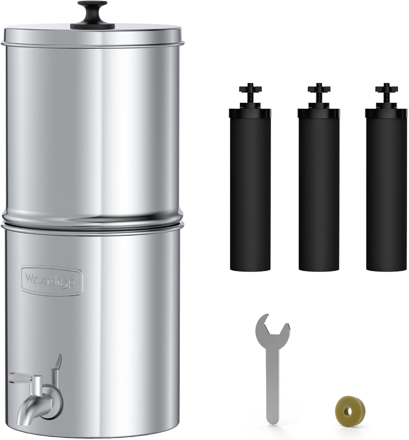 Waterdrop Gravity-fed Water Filter System with 3 Carbon Filters & Metal Spigot