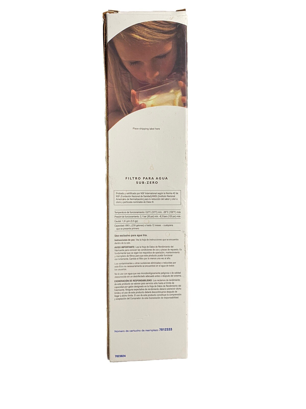 SUB ZERO Water Filter 7012333