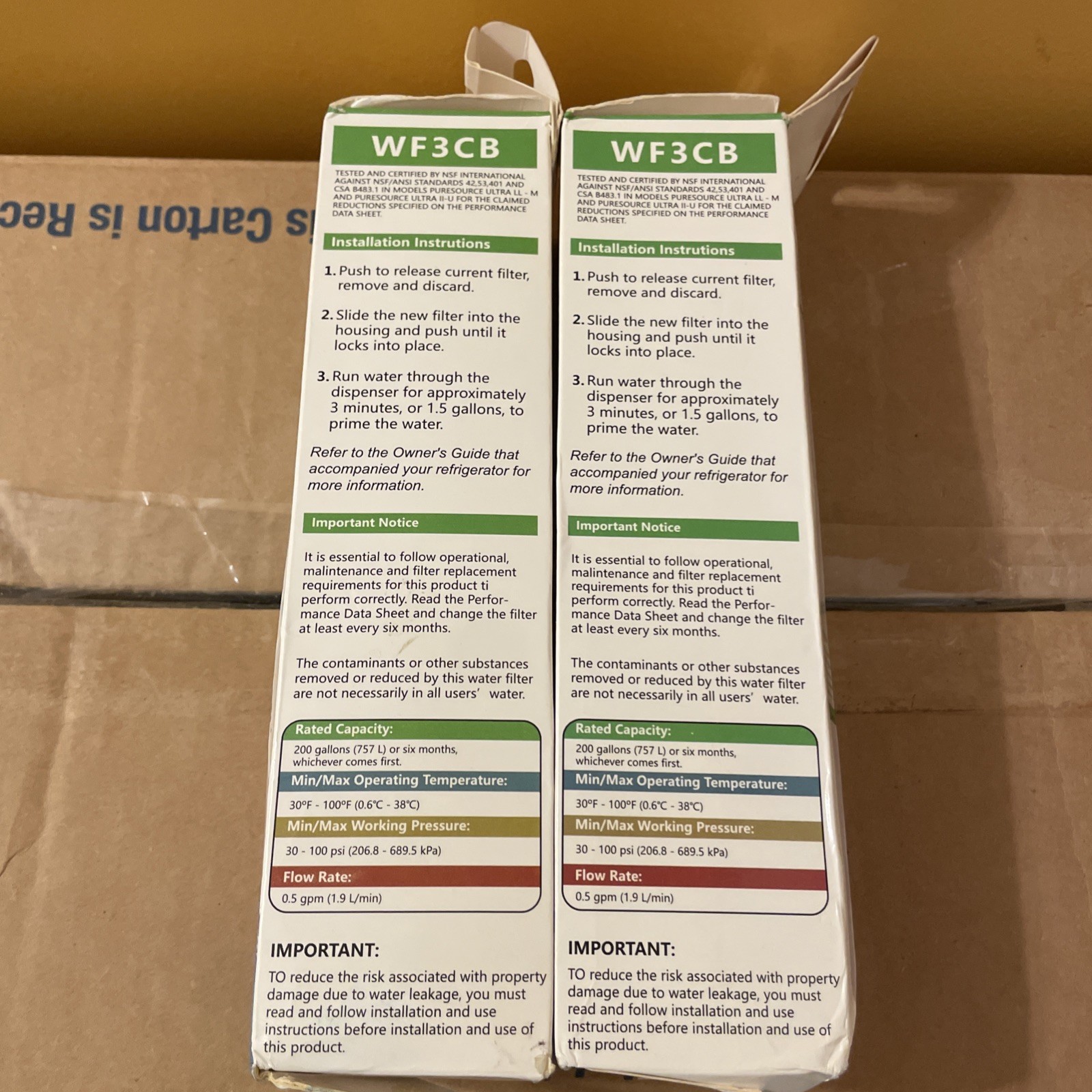 2pack WF3CB Refrigerator PureSource3 Water Filter Replacement For Frigidaire
